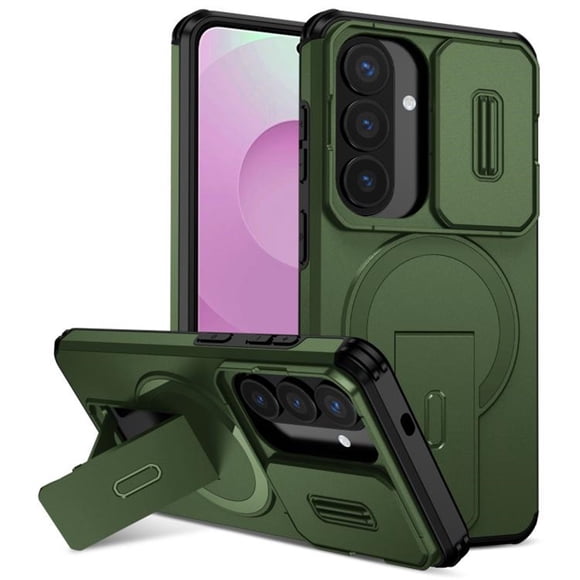 Funda para Samsung Galaxy S26+ 5G 6.7" con Soporte de Plegado Invisible, Carga Inalámbrica Magnética Segura, Carcasa Deslizante para Cámara, Funda Protectora Resistente a Prueba de Golpes y Caídas,