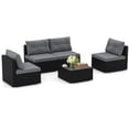 thumbnail image 1 of Patiojoy 5 Pieces Outdoor Patio Furniture Set Sectional PE Rattan Sofa Set with Cushions and Tempered Glass Coffee Table Gray, 1 of 9