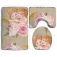 thumbnail image 1 of Juego de alfombras de baño ABPHQTO San Valentín Rosas rosadas y Cupido 3 piezas Contorno Tapa de inodoro, 1 of 2