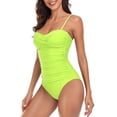 thumbnail image 2 of RELLECIGA Women's Ruched Neck Halter Twist Bandeau One Piece Swimwear Bathing Suits, 2 of 6