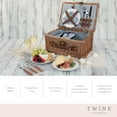 thumbnail image 3 of Twine Newport Picnic Basket, Wicker Basket with Place Settings, Wine Glasses, Corkscrew, Insulated Compartments, Set of 1 Basket, 3 of 6