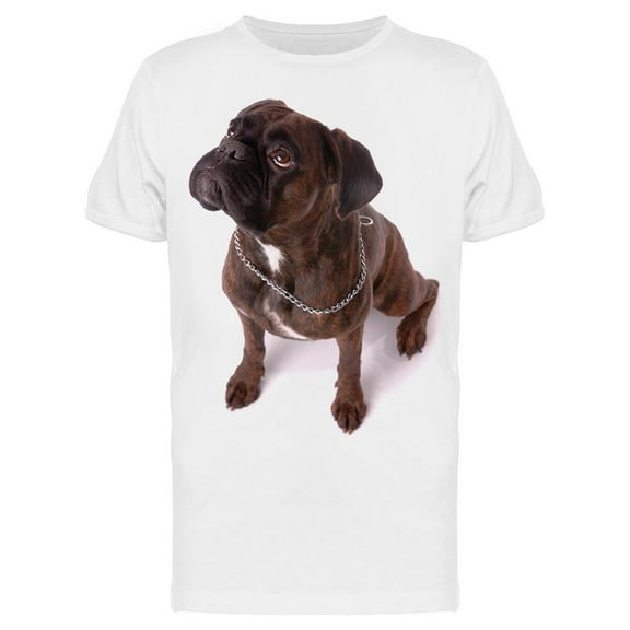 Sitting Boxer Dog T-Shirt Men -Image by Shutterstock, Male XX-Large