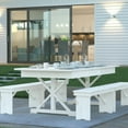thumbnail image 3 of Emma + Oliver 7' x 40" Rectangular Antique Rustic White Solid Pine Folding Farm Table with Crisscross Legs, 3 of 14