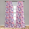 thumbnail image 5 of Ambesonne Botanical Curtains, Watercolor Birds Tulips, Pair of 28"x84", Purple Fuchsia Pink, 5 of 5