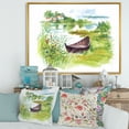 thumbnail image 2 of Designart 'Rural Green Landscape With Boat In Lake' Lake House Framed Canvas Wall Art Print, 2 of 5