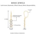 thumbnail image 6 of Rosec Jewels Lab Created Diamond Bar Earrings - 3 Stone Diamond Dangle Earrings Lever Back - EF-VS Quality, 18K Yellow Gold, 6 of 7