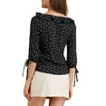 thumbnail image 3 of Unique Bargains Women's Ruffled Neck Half Sleeve Sheer Summer Polka Dots Blouse Tops, 3 of 5