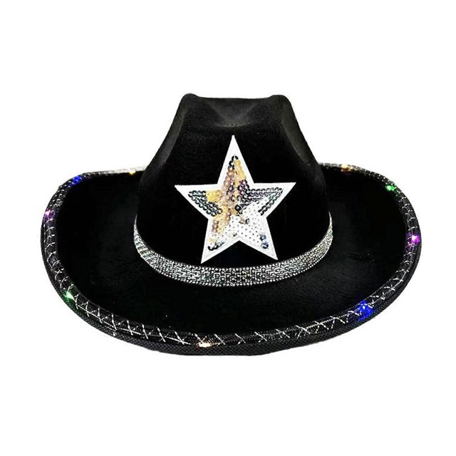 Bride Cowboy Hats Light up Panama Hat for Disco House Cocktail Parties Vacation Sparkly Light up for Comedian rose red