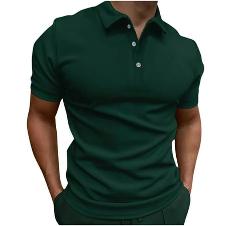 

Dovford Men s Classic Short Sleeve Polo Shirt Quarter Zip Casual Summer Slim Fit T-Shirts Solid Color Basic Tops Beach Tees