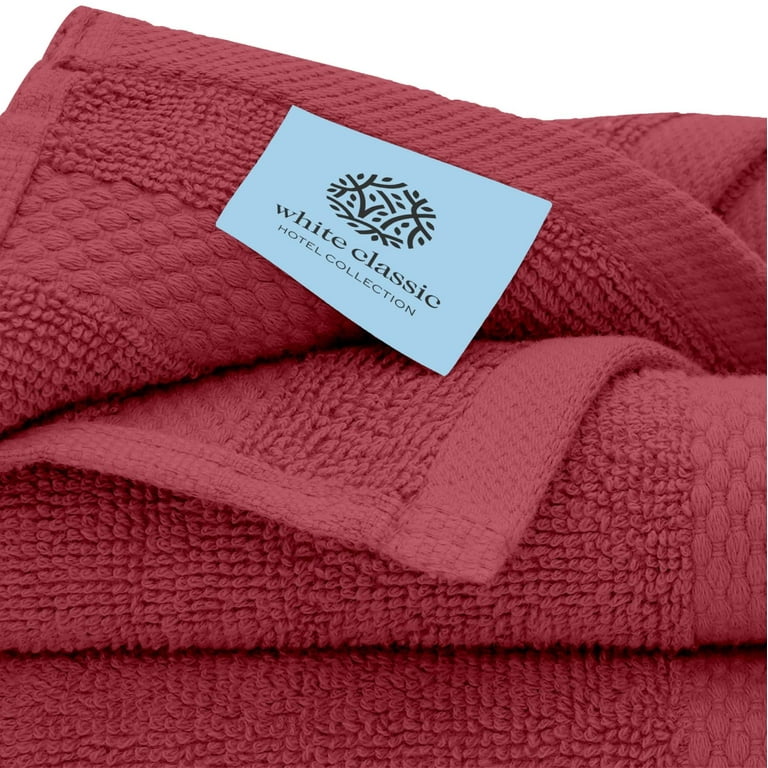 White Classic Luxury 100% Cotton 8 Piece Towel Set - 4x Washcloths