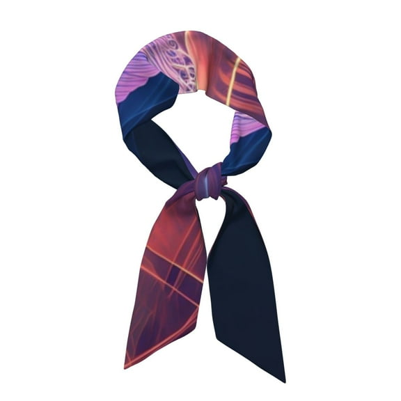 Easygdp Abstract Line Turtle Neck Scarf Printed Scarves Head for Women'S Fashion Satin Scarfs For Bag Hair for Dating, Travel