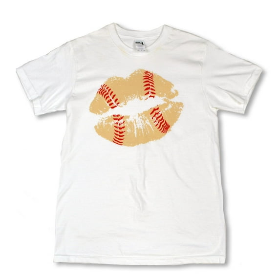 Tees2urdoor Baseball Lips T-Shirt, Adult 5X, White