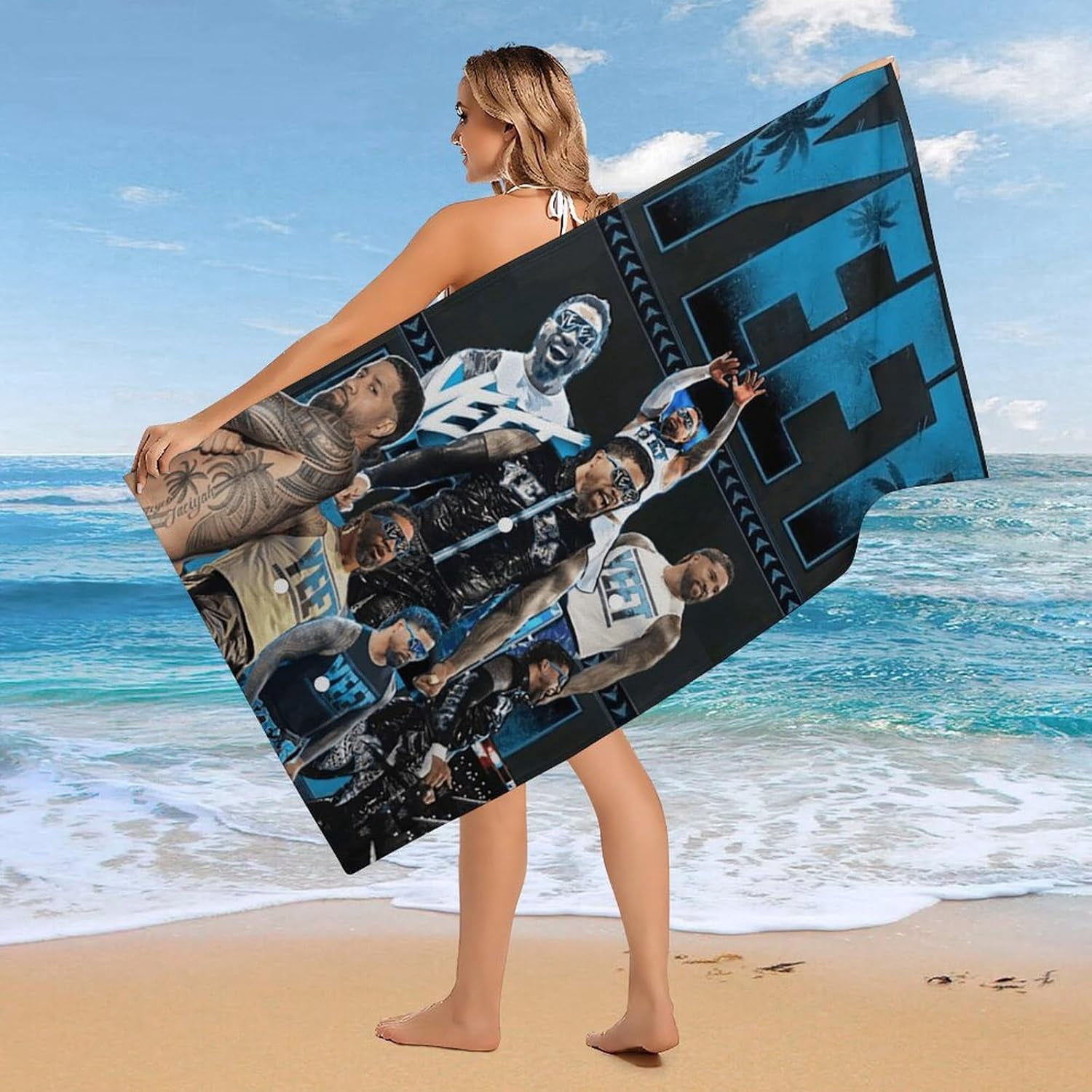 Jey USO Wrestling Merch Beach Towel Microfiber Bath Towels Oversized Towels Quick Dry Pool Beach Essentials 61.4 X 30.3 Inch