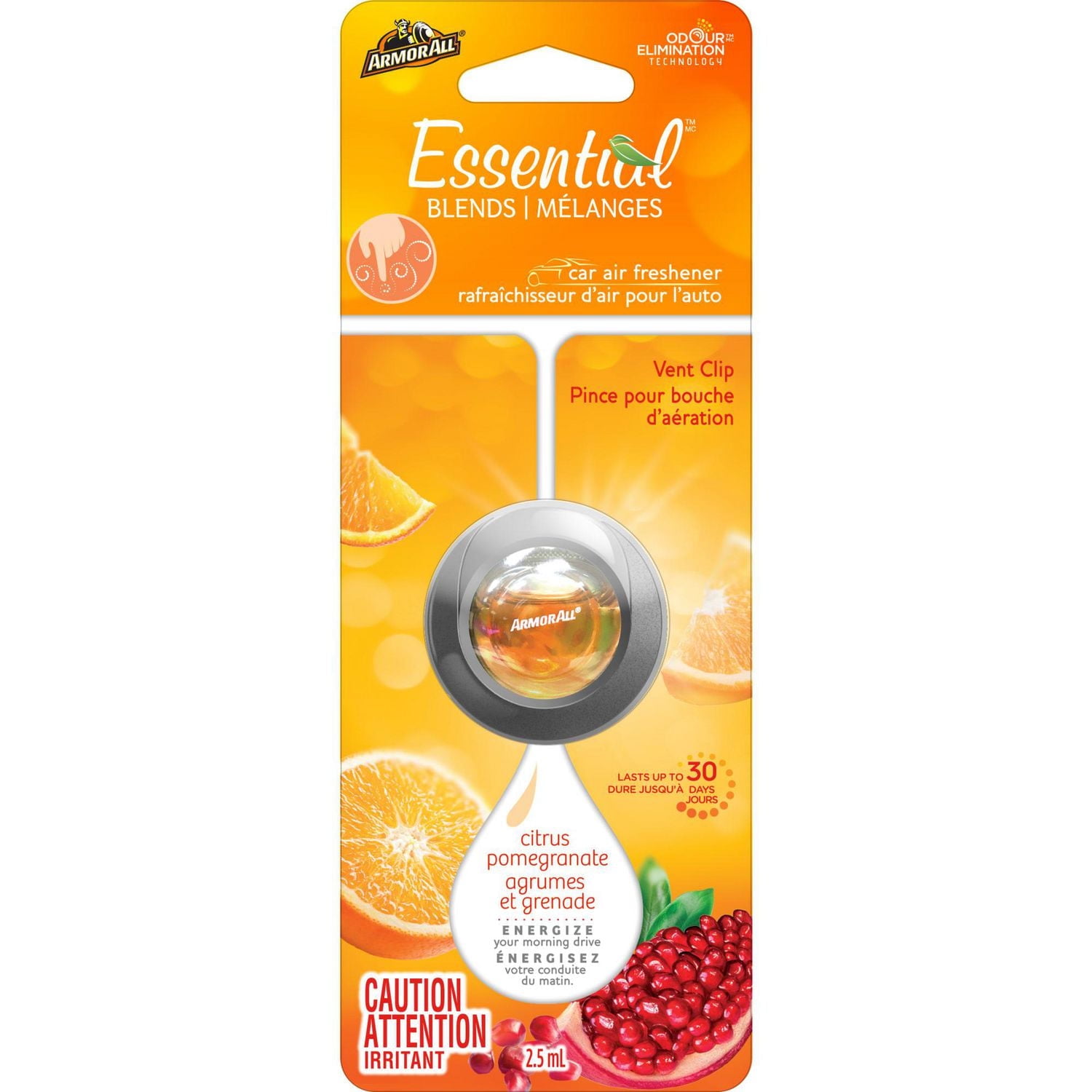 Armor All Essential Blends Air Freshening Vent Clip – Citrus Pomegranate Scent (2.5 ML)