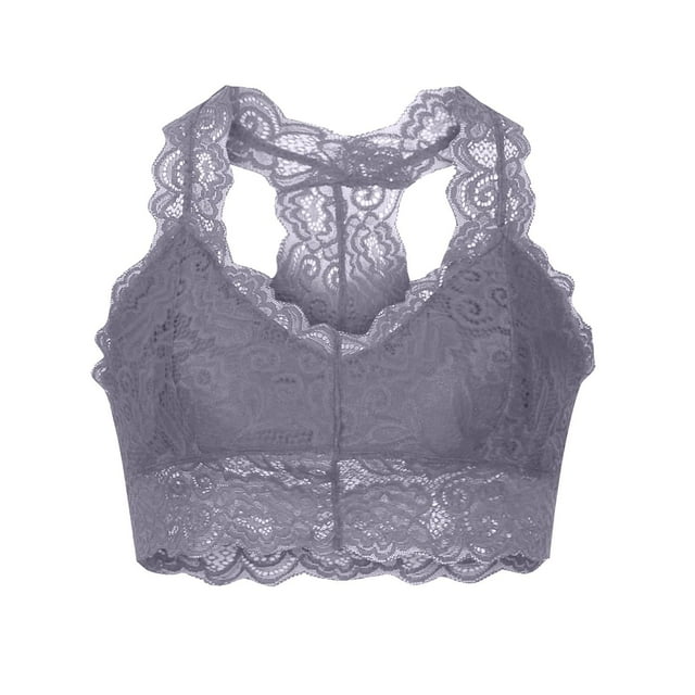 fartey Womens Floral Lace Bras Full Coverage Racerback Bra Removable Padded Yoga Bralettes Bustier Sports Bras Wireless Seamless Comfort Everyday Lingerie