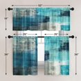 thumbnail image 4 of Turquoise Kitchen Window Curtains Valance and Tier Set 36 Inch, Teal Grey 3 Piece Set Rod Pocket Short Curtains for Window, Modern Abstract Art Window Treatment Tiers for Window Decor, 4 of 5