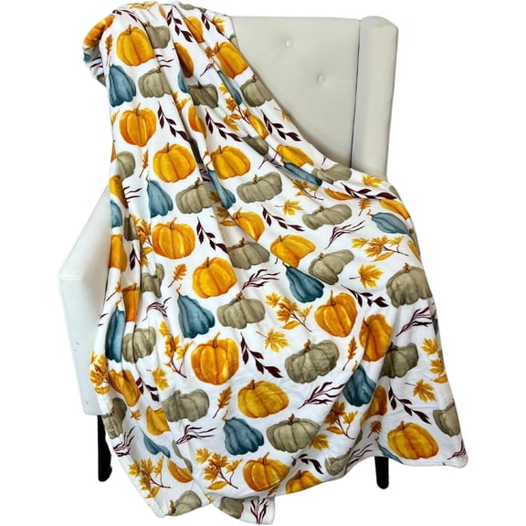 Serafina Home Fall Pastel Pumpkins Fleece Throw Blanket, 50"x70"