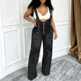 thumbnail image 6 of Purcolt Overalls for Women Stretchy Casual Square Neck Adjustable Strap Wide Leg Baggy Suspender Jumpsuit Y2K Vintage Loose Fit Bib Rompers Streetwear with Pockets, 6 of 7