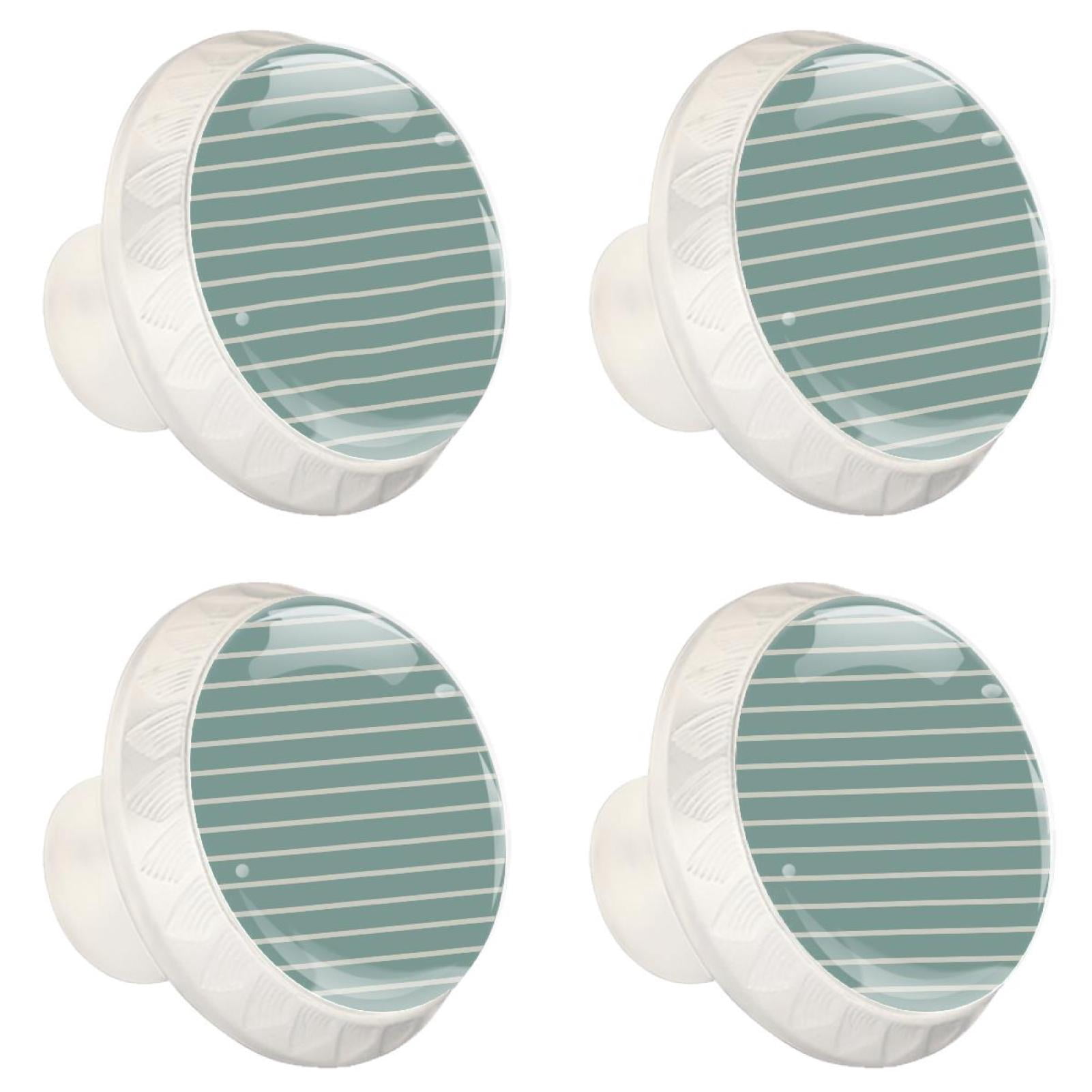4 Pcs Green White Stripe Knobs for Kitchen Cabinet Cupboard Dresser Bookcase Drawer Pulls Handles Round Home Decor