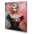 thumbnail image 2 of Designart "Glamorous Blonde Woman Portrait II" Fashion Canvas Wall Art - Glam Pink Woman Living Room Canvas Art, 2 of 6