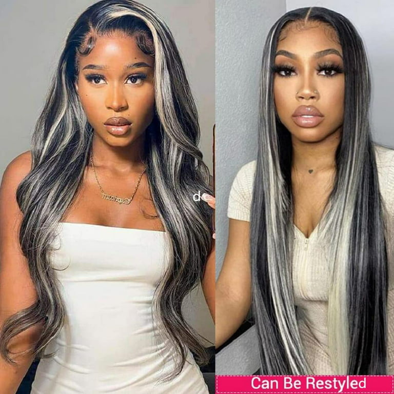 Highlight Grey Wig Human Hair Body Wave Lace Front Wig With Grey