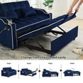 thumbnail image 6 of 3-in-1 Futon Sofa Bed with USB Charging Ports & Cup Holder, Upholstered Sleeper for Living Room, Apartment, Blue, 6 of 10