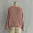 thumbnail image 4 of Women's Fashion Casual Round Neck Pullover Solid Color Long-sleeve Sweater Top for Everyday Style, Comfortable and Chic Top for Women,Pink,L, 4 of 8