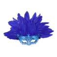 thumbnail image 2 of Máscara de plumas artificiales de media cara, accesorio de moda para fiesta de disfraces de cosplay Azul, 2 of 8