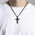 thumbnail image 5 of Rynsito Inspirational Bible Verse Cross Necklace for Men Son, Stainless Steel Plain Black Silver Cross Pendant Necklace for Men 20-24 Inches Curb Chain Faith Jewelry Gift, 5 of 6