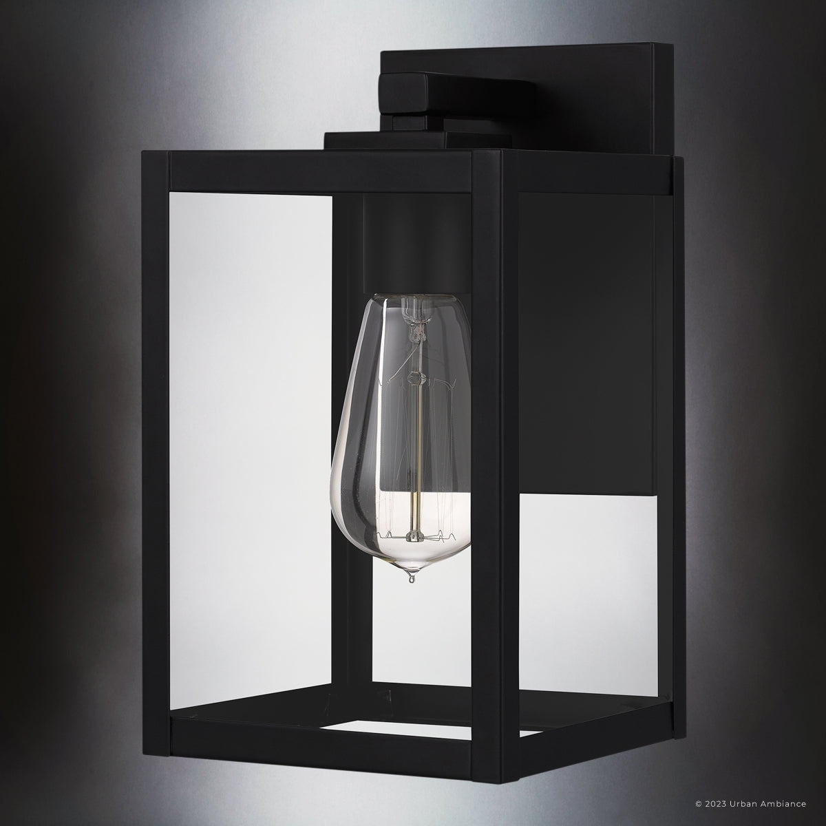 Luxury Modern Farmhouse Wall Sconce, Large Size: 10.00''H x 5.75''W, with Modern Style Elements, Earth Black Finish, UQL1890 from the Quincy Collection by Urban Ambiance