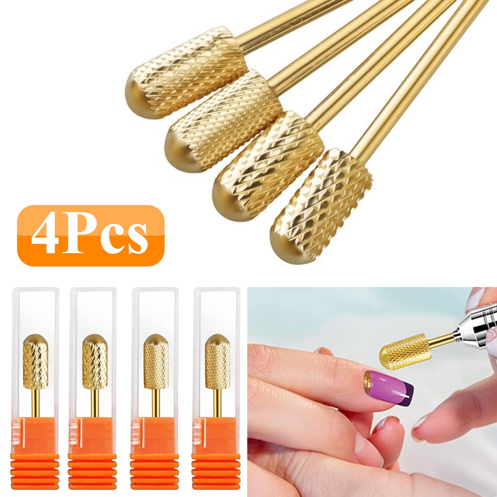 TSV 4pcs Carbide Clean Nail Drill Bit, Acrylic Nail File Drill Bit Cuticle  Drill Bits, Nail Art Tools for Gel Nails Cuticle Manicure Pedicure (Gold) -  