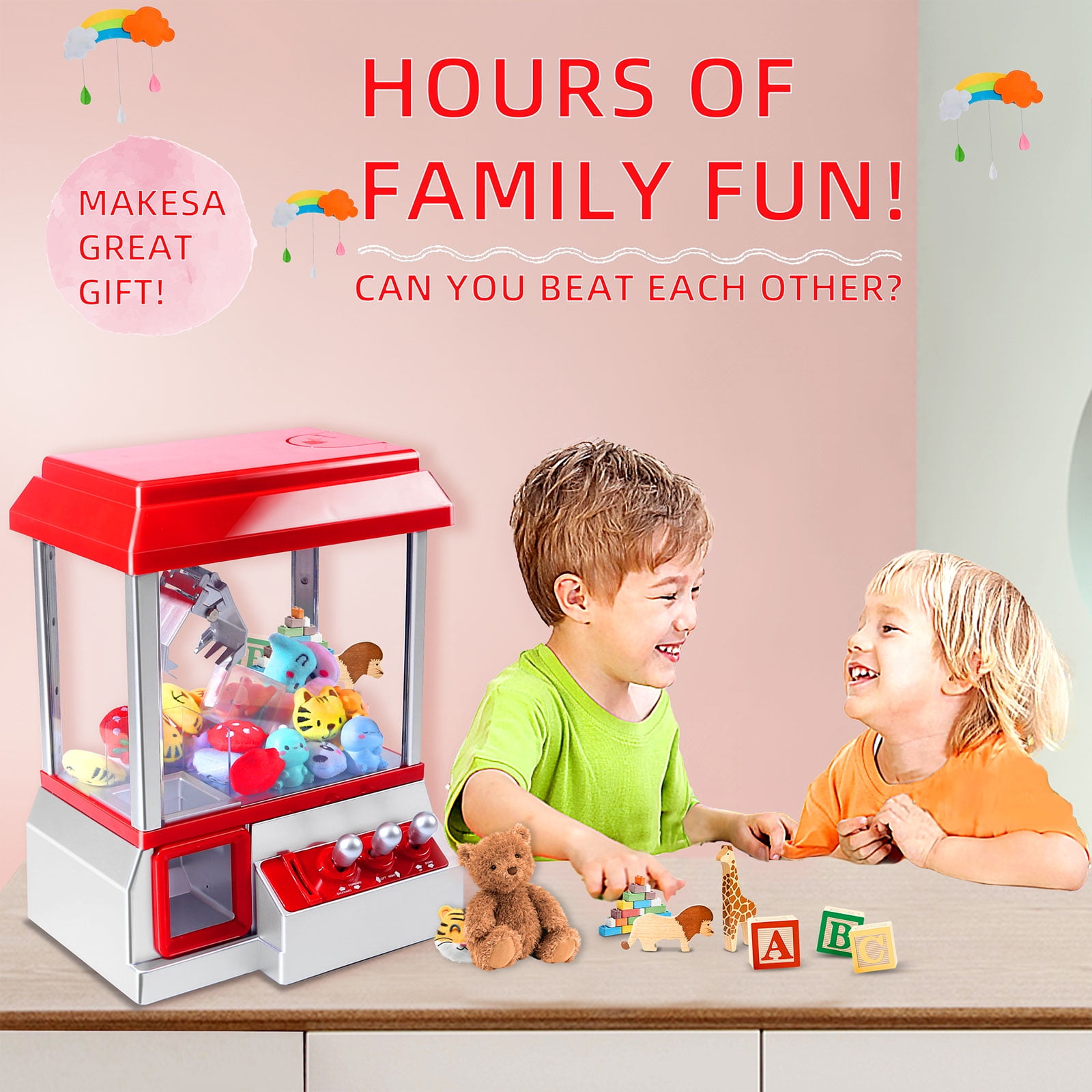 Rirool Mini Claw Machine Arcade Toy with Sound - Kids' Candy Dispenser Vending Game, Ideal Christmas & Birthday Gift for Ages 3+