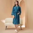 thumbnail image 2 of CAIXIA Womens Robes Elegant Medium Length Autumn Bathrobe for Women Cozy Casual Solid Color Robe Pajamas Wear, 2 of 3