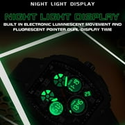 Findtime Designer Watches for Men Causal Quartz Dress Wrist Watch Unique Rectangle Dial White Wristwatch with Digital Analog Dual Time Display Countdown
