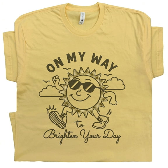 Vintage Sunshine T Shirt For Women Men Cute Ladies Retro Graphic Shirts Hello Sunshine Positive Vibes On My Way To Brighten Your Day