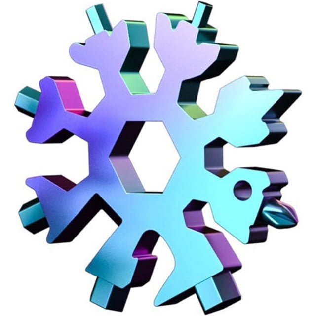 Snowflake Multitool,Screwdriver Spanner,Snowflake Multitool 18 in 1 Snowflake Snow Wrench Tool Spanner Hex Wrench Multifunction Camping Outdoor Survive Tools Bottle Opener Screwdriver (Color : Multic
