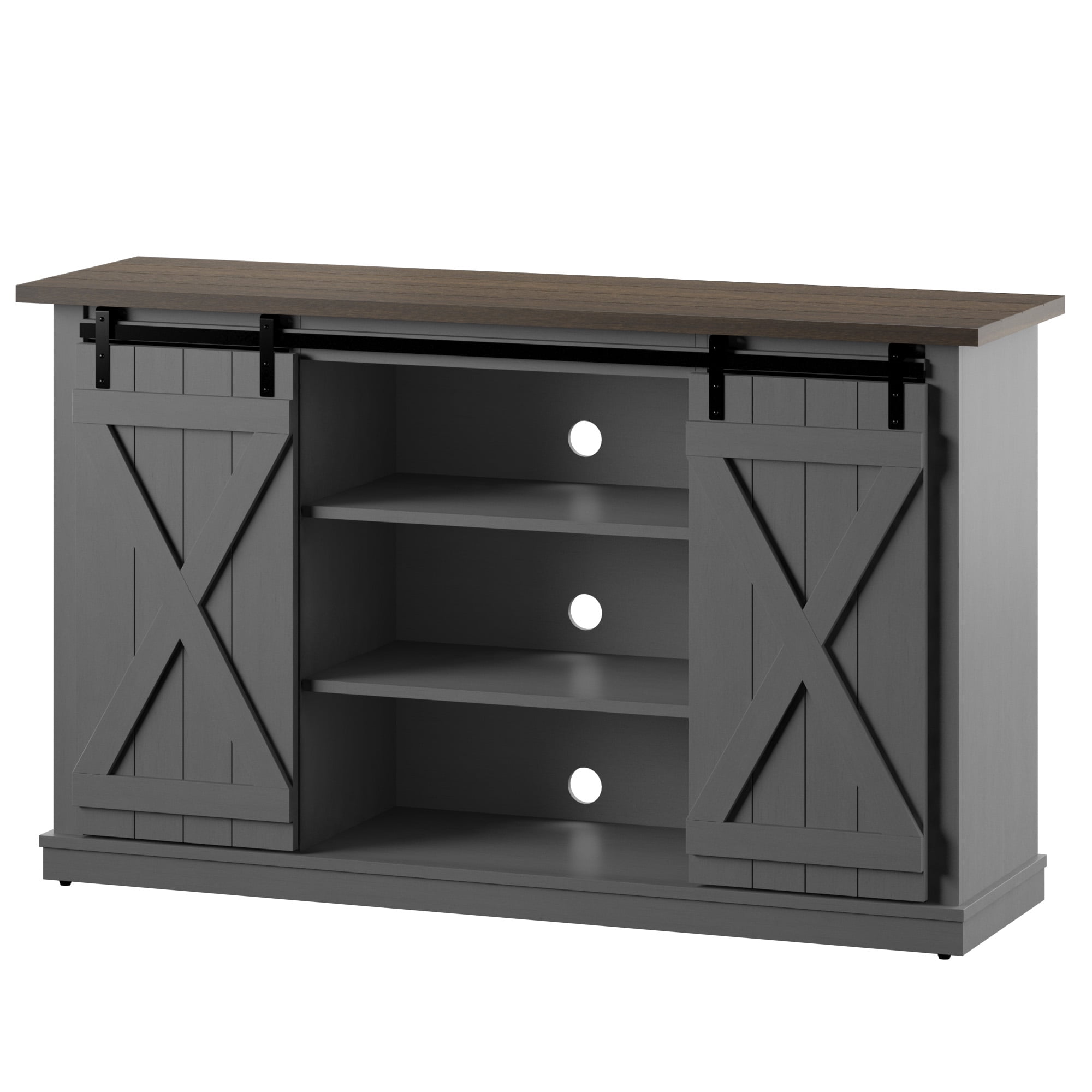 Twin Star Home Terryville Barn Door TV Stand for TVs up to 60", Dark Gray
