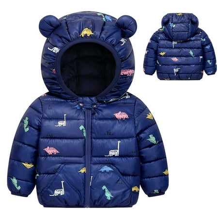 

Tarmeek Winter Down Coats for Kids Baby Boys Girls Light Zipper Puffer Padded Jacket Dinosaur Bear Hoods Infant Outerwear