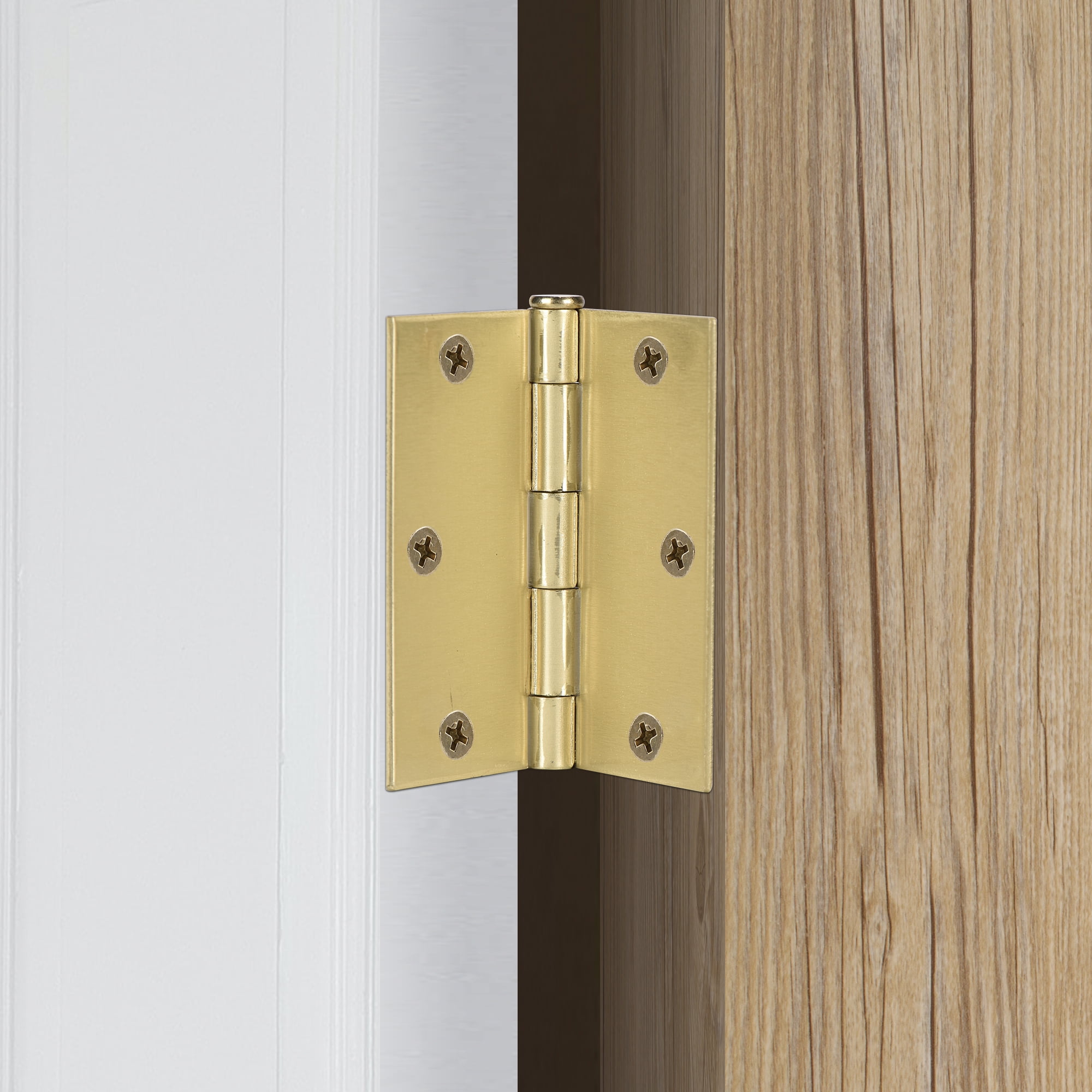 Hyper Tough 3-1/2 in. Square Corner Steel Door Hinge, Brass Finish