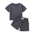 thumbnail image 5 of Gubotare Baby Boy Summer Clothes Contrast Color Toddler Boys Clothes Baby Boy Outfit Summer Shirt Little Boy Shorts Set Clothes for Boys 6 9 12 18 24 Months 2T 3T 4T (Dark Gray,Size 6-12 Months), 5 of 9