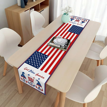 

Rovga American Flag 4Th July Patriotic Memorial Day Table Runner Independence Day Holiday Kitchen Table Decoration Indoor Outdoor Home Party Decoration