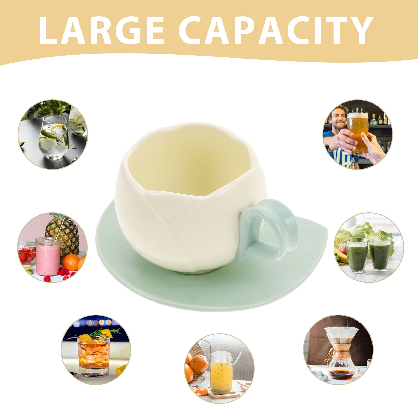 Masteelf 1 Set Of Tulip Mug Flower Tea Cup Aesthetic Coffee Cup Creative Coffee Porcelain Espresso Cup Cute Mug And Saucer Flower Coffee Cup
