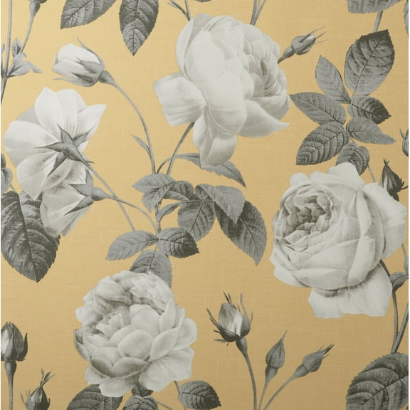 Fine Decor Wallcoverings Eden Mustard Floral Wallpaper, 20.86-in by 33-ft, 57.37 sq. ft.