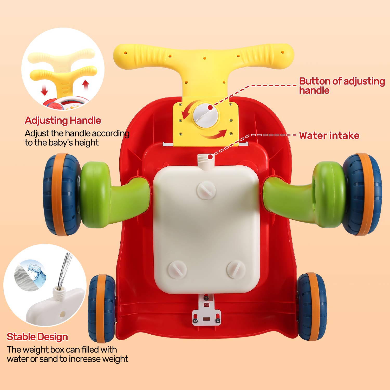 2-in-1 Sit to Stand Learning Walker - Baby Activity Center with Removable Play Panel, Music & Shape Sorter, Adjustable Speed & Height, First Steps Walker Toy Gift for Infants & Toddlers