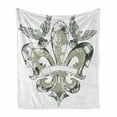 thumbnail image 1 of Fleur De Lis Soft Flannel Fleece Throw Blanket, Eagles on Fleur De Lis Emblem Power Victorian Creative Illustration, Cozy Plush for Indoor and Outdoor Use, 70" x 90", Tan White, by Ambesonne, 1 of 6