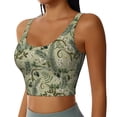 thumbnail image 2 of Fotbe Tropical Plants Green Sujetador Deportivo Largo sin Aros para Mujer con Almohadillas y Soporte Medio, Transpirable y Absorbente, Camiseta Tipo Chaleco o Tank Top-X-Large, 2 of 8