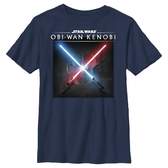 Boy's Star Wars: Obi-Wan Kenobi Lightsaber Dark Side vs Jedi Clash  Graphic Tee Navy Blue Large