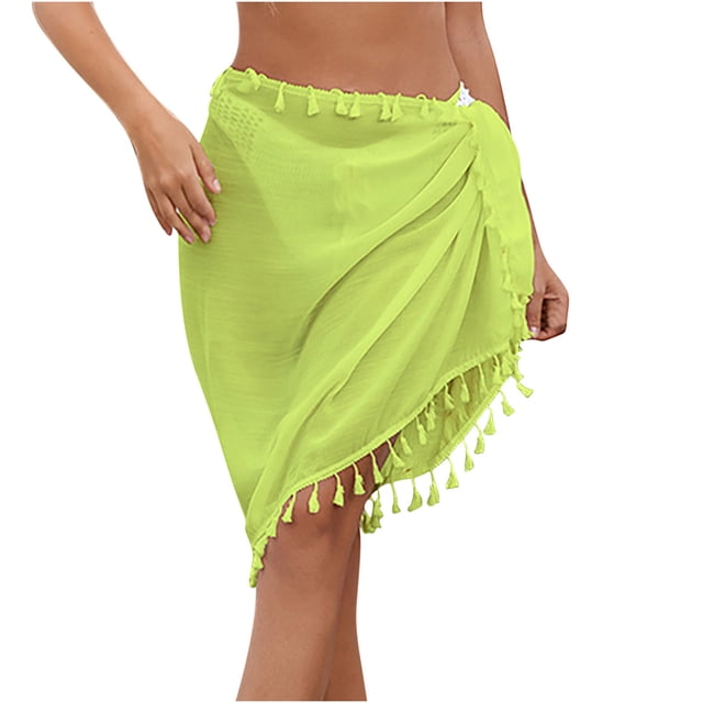Birdeem Jupe de Plage pour Femmes Vacances avec Franges et Demi-Longueur