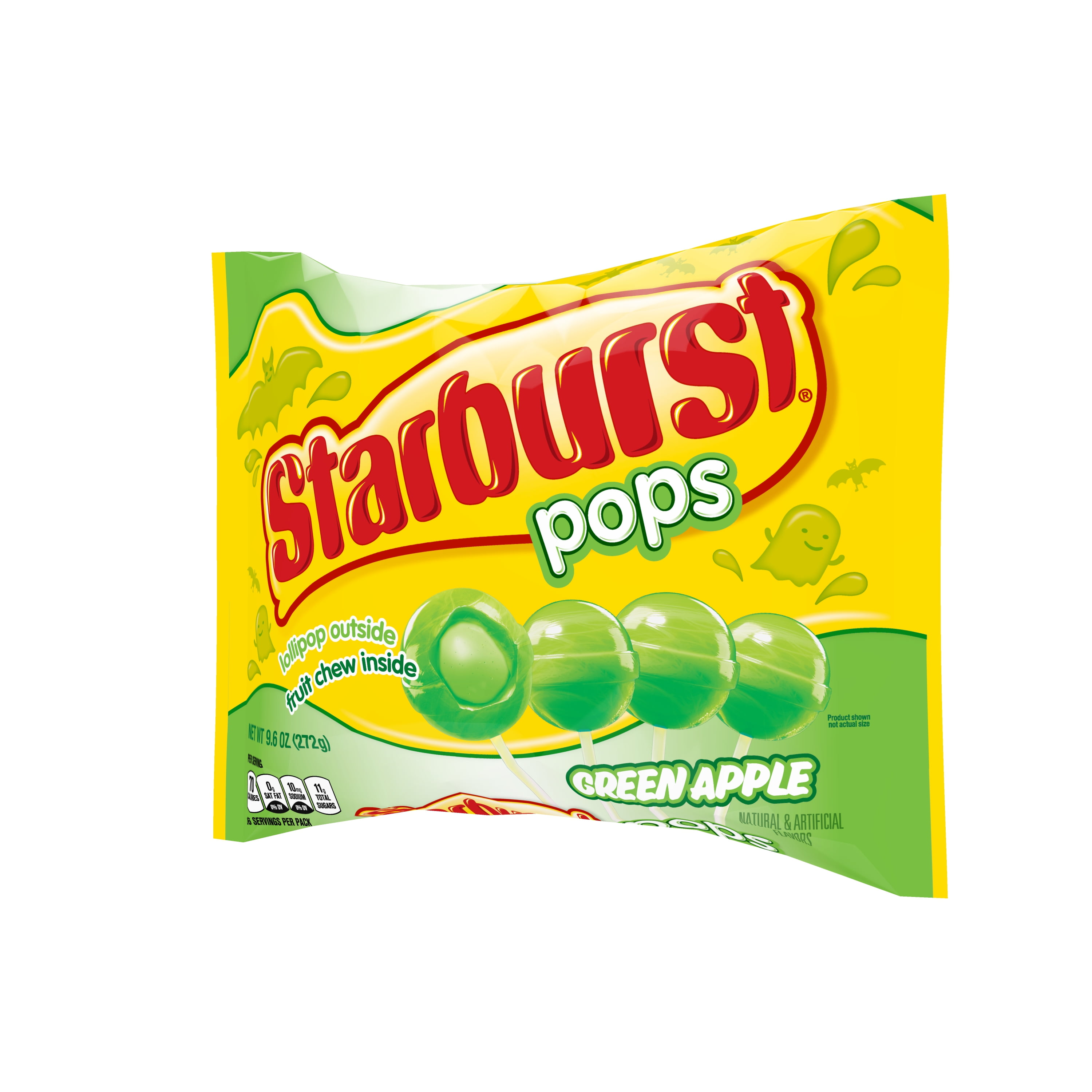 STARBURST Filled Green Apple Lollipops Halloween Hard Party Candy Suckers  9.6 oz. Lay Down Bag
