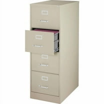 Lorell Vertical File Cabinet - 4-Drawer - 18" x 26.5" x 52" - 4 x Drawer(s) for File - Legal - Vertical - Lockable, Ball-bearing Suspension, Heavy Duty - Putty - Steel - Recycled